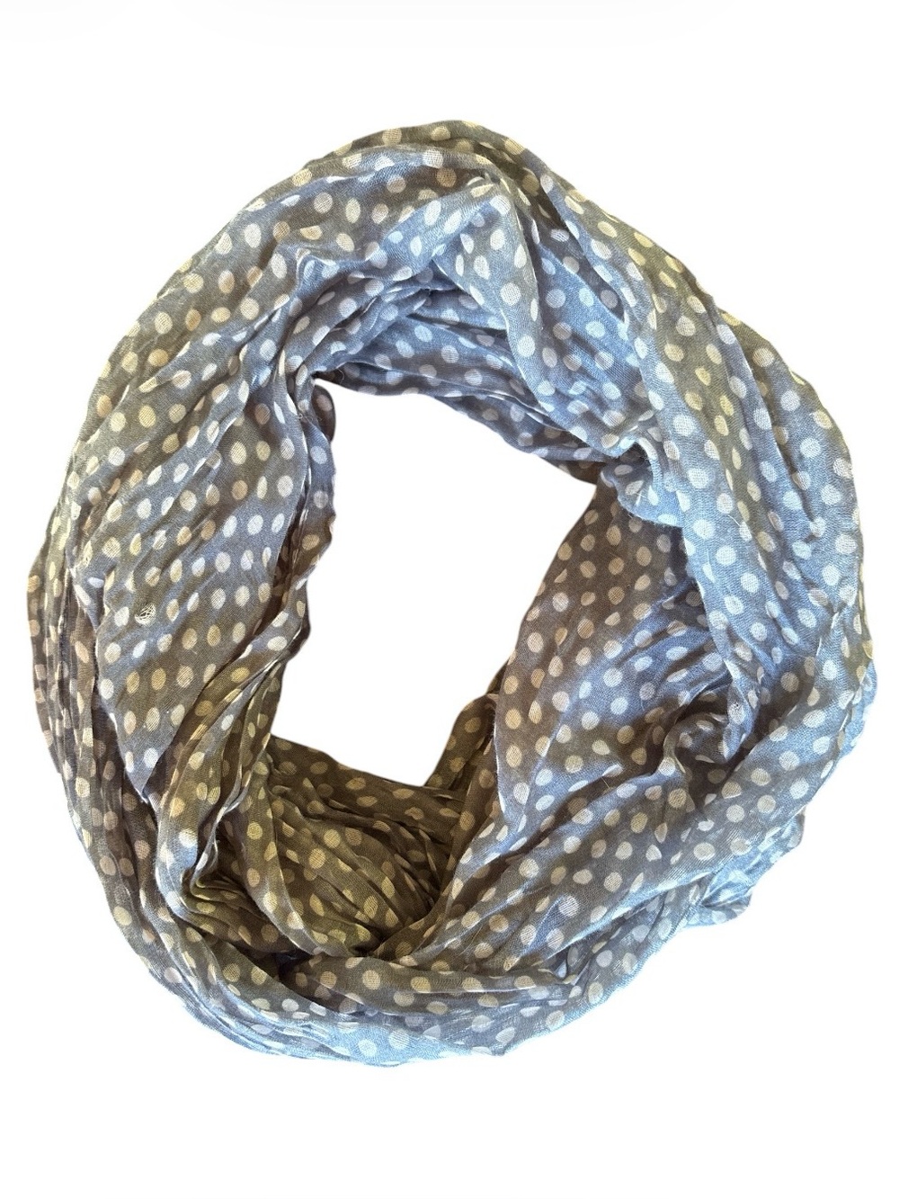 East Cloud Knit Infinity Scarf Gray with Cream Polka Dots Soft